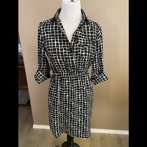 Black an off white giraffe printed Loft dress